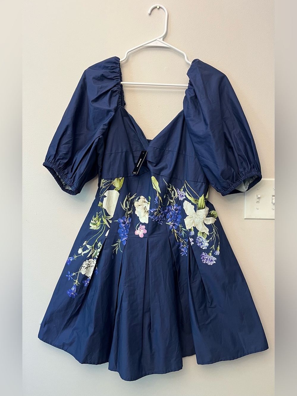 NWT Express Contemporary Midi Short Sleeve Dress Dark Periwinkle Size Large